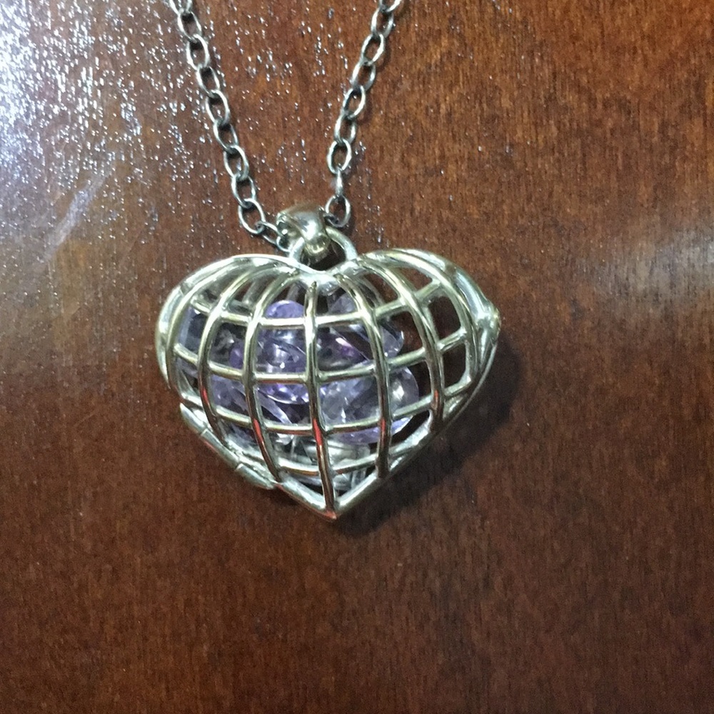 Adorable heart cage necklace